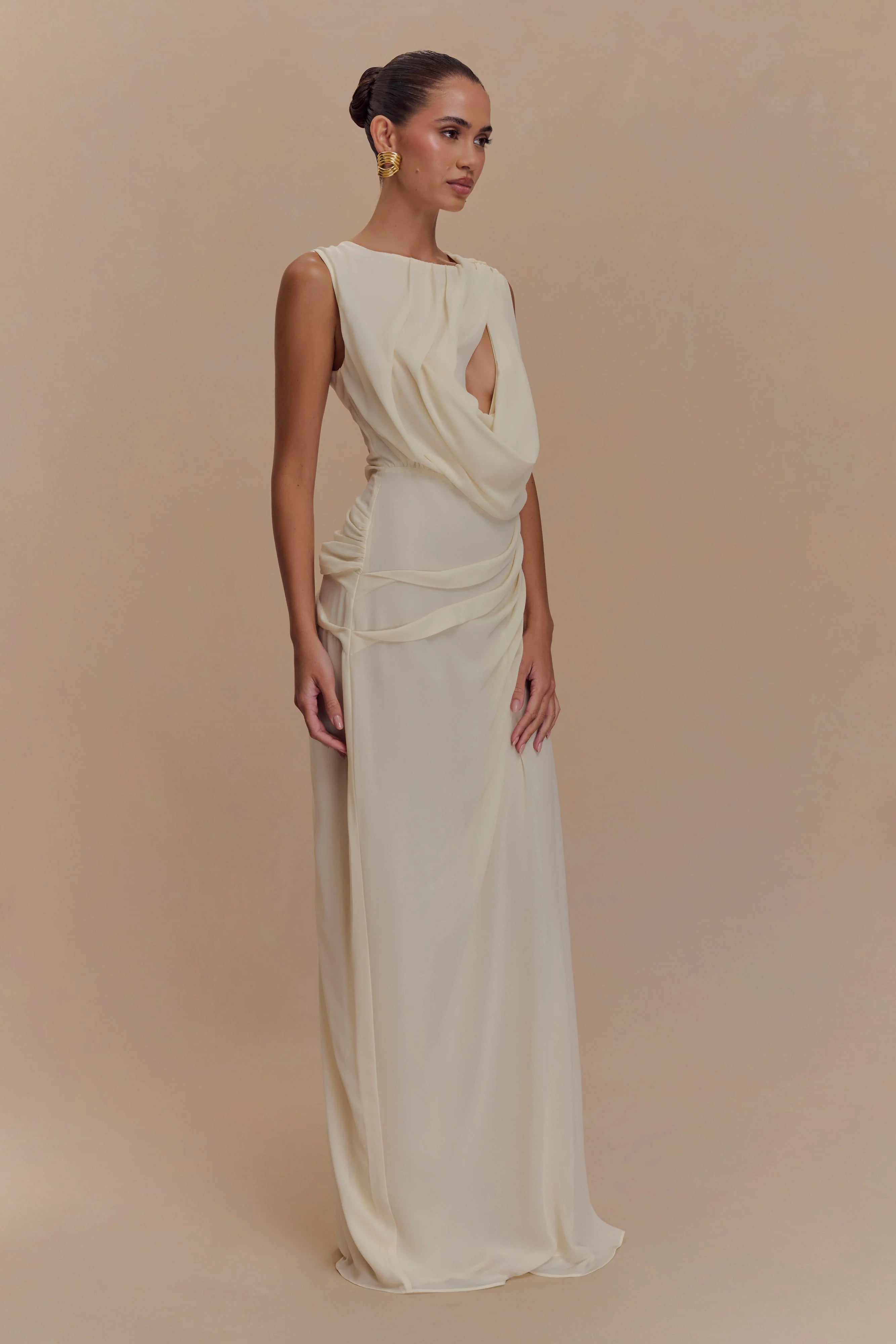 Oria Chiffon Maxi Dress Ivory