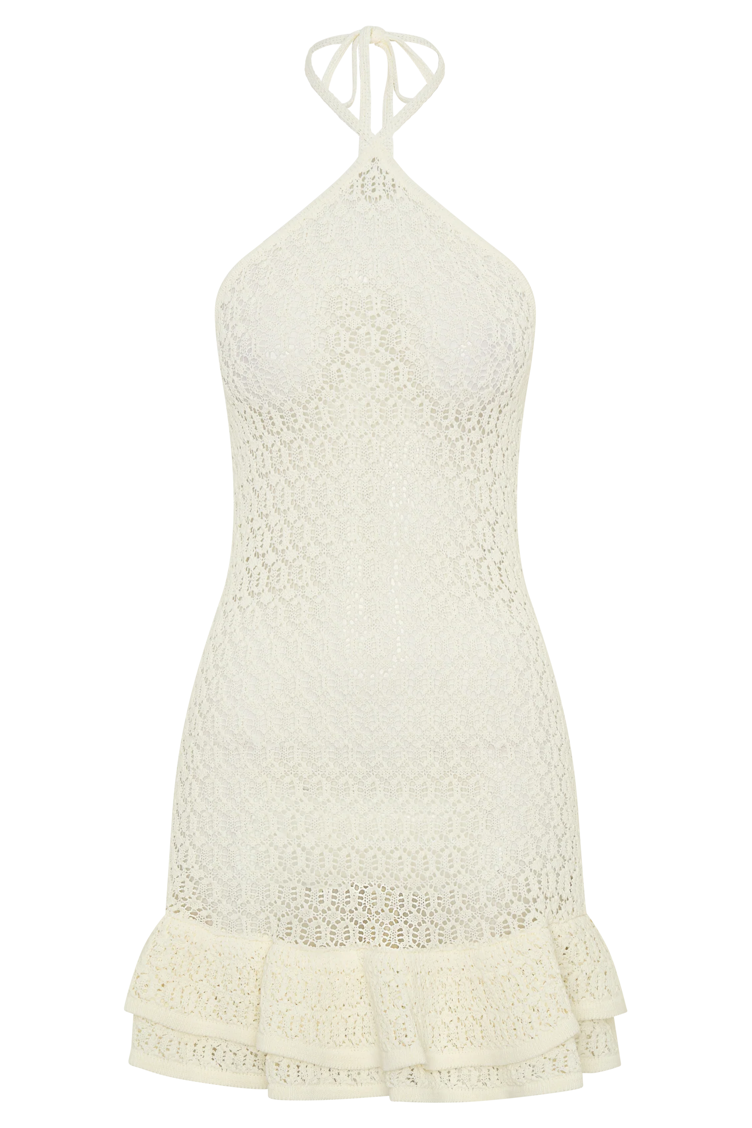 Carrisa Crochet Knit Mini Dress White