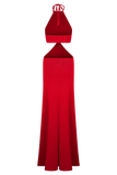 Marlowe Halter Knit Maxi Dress - Red