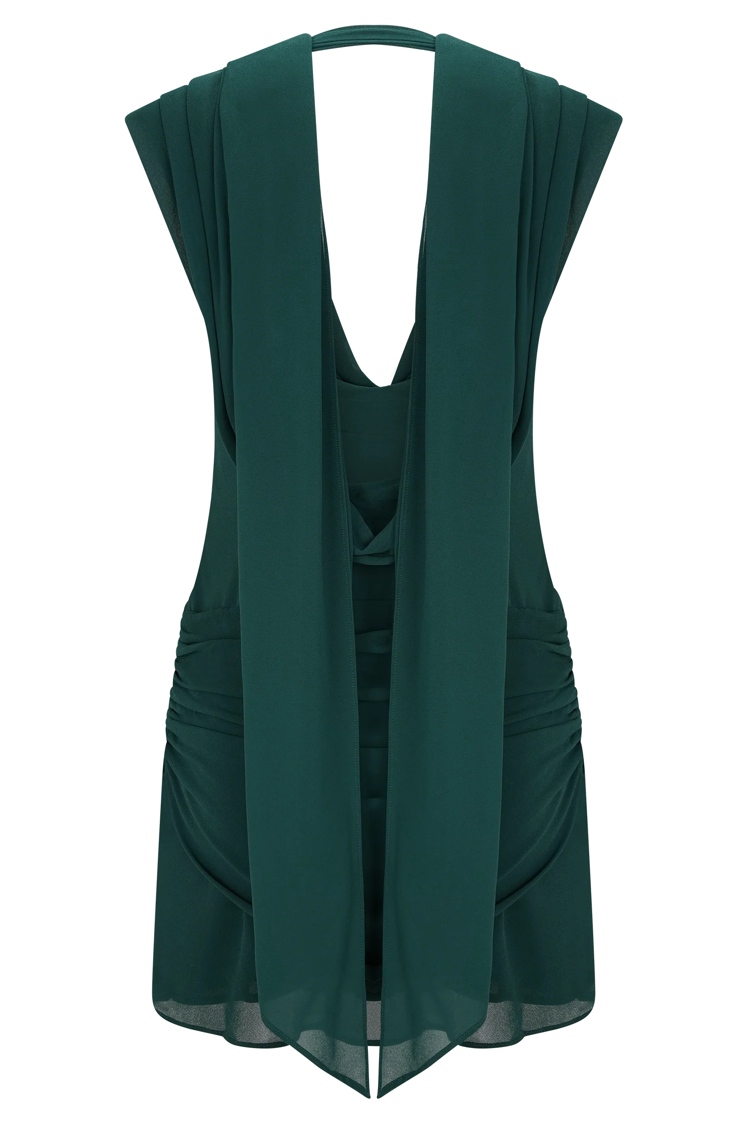 Giulia Chiffon Draped Mini Dress Dark Emerald