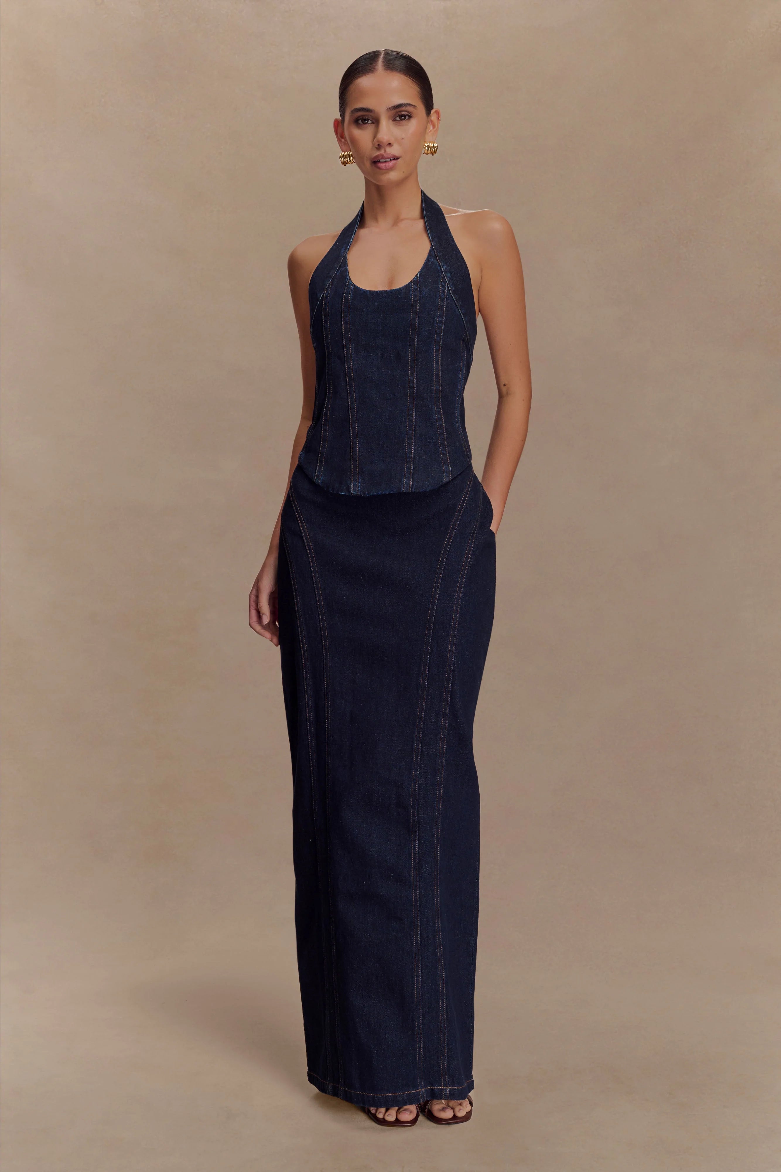 Alma Denim Maxi Skirt Indigo Blue