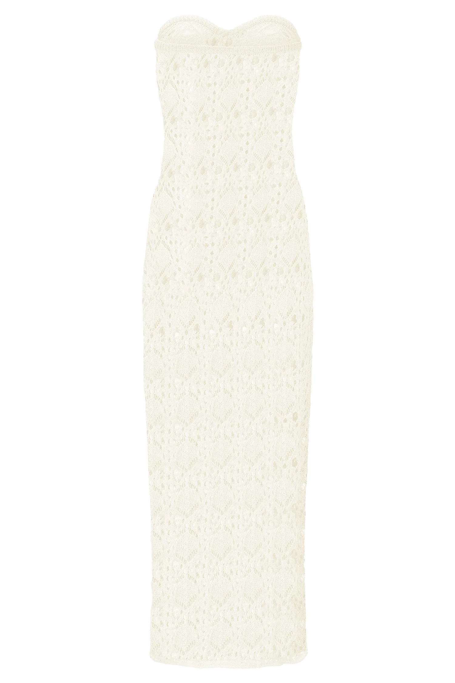 Aeline Strapless Crochet Knit Top Ivory