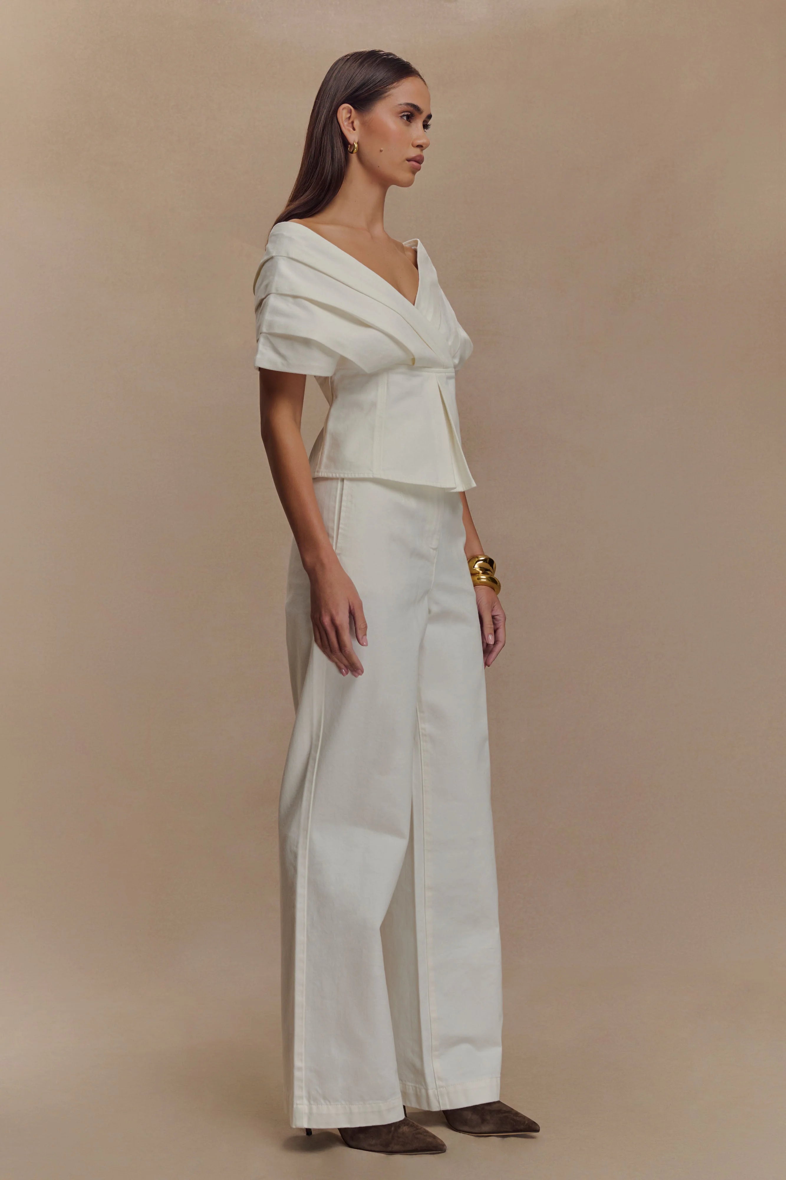 Rayne Off Shoulder Denim Top White