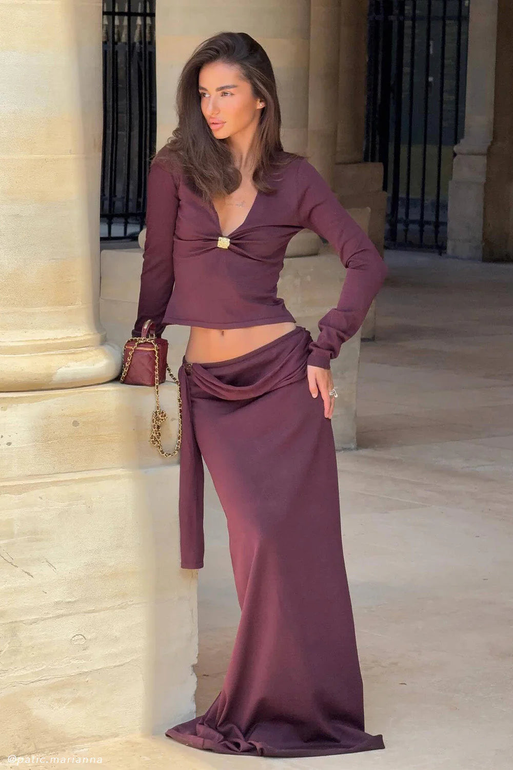 Bowie Low Rise Knit Maxi Skirt Dark Chocolate