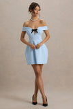 Lavender Powder Blue Sweetheart Mini Dress With Bow Detail