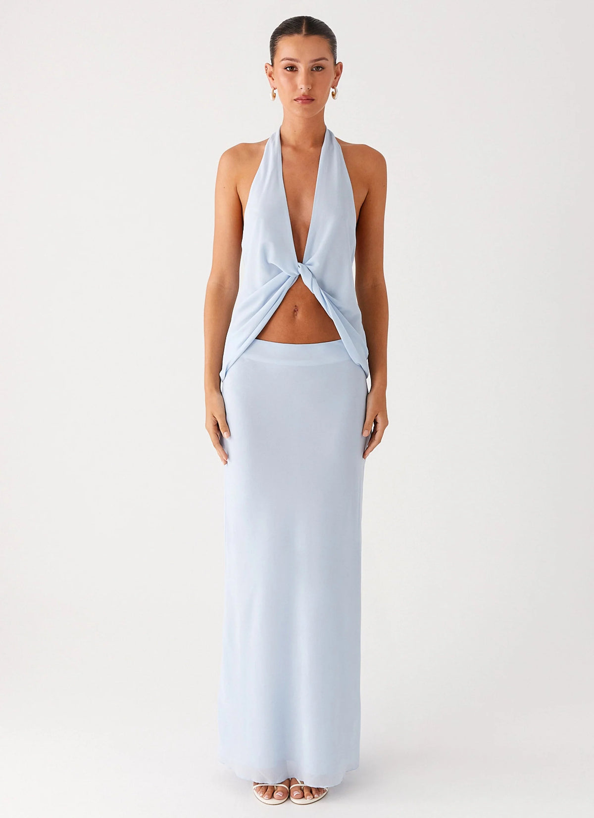 Michaella Chiffon Maxi Skirt Blue