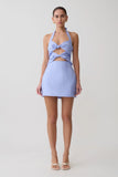 Ella Bow Detail Halter Mini Dress Periwinkle Blue