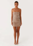Hollywood Dream Rhinestone Mini Dress Silver Rhinestone
