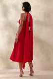 Rhode Red Halter Neck Midi Dress