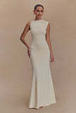 Katerina Scuba Jersey Cut Out Maxi Dress Ivory