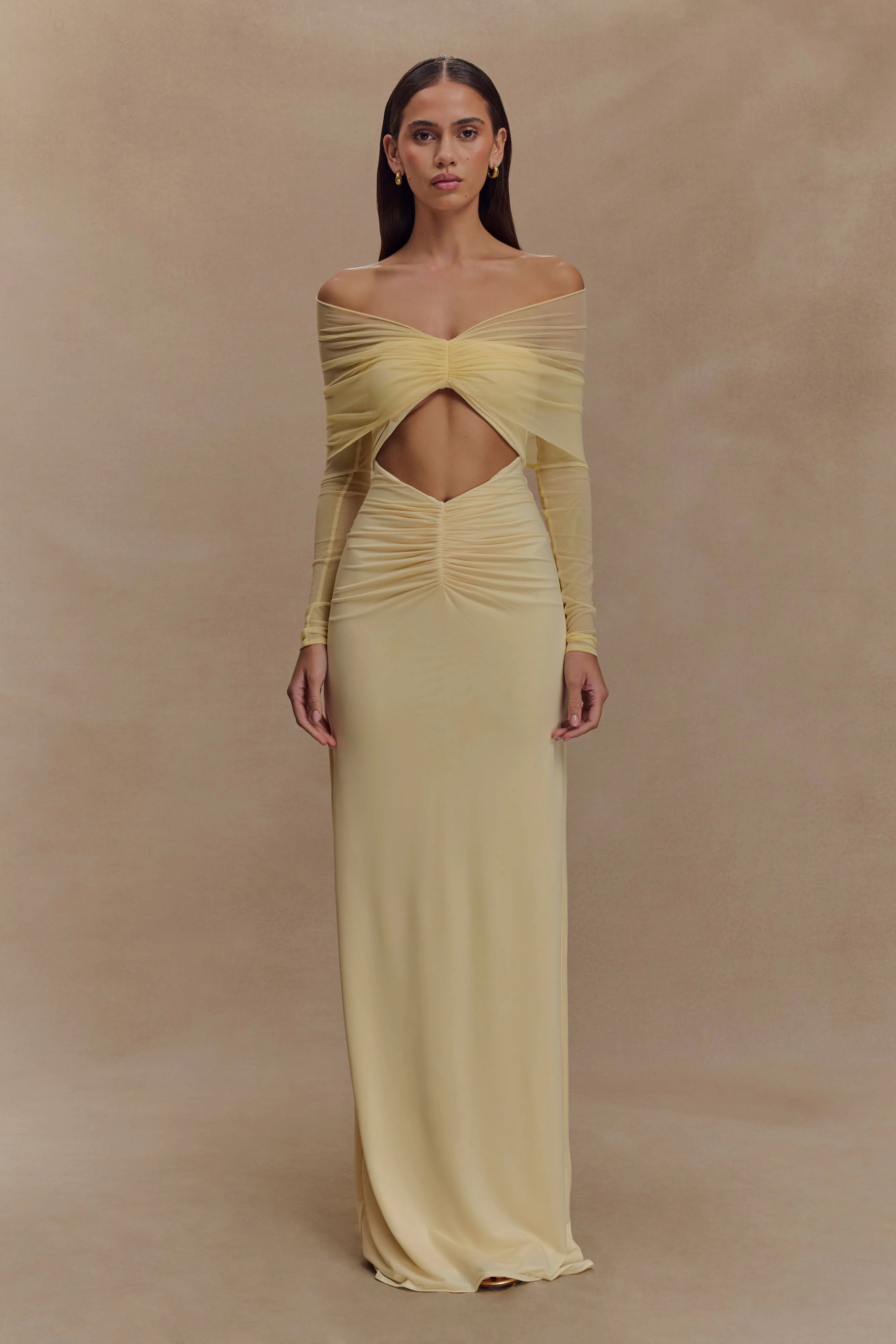 Rafaella Slinky And Mesh Maxi Dress Lemon