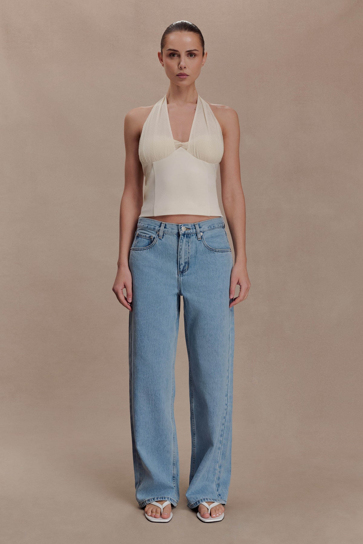 Cressida Crepe Halter Top Ivory