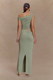 Callen One Shoulder Slinky Maxi Dress Sage