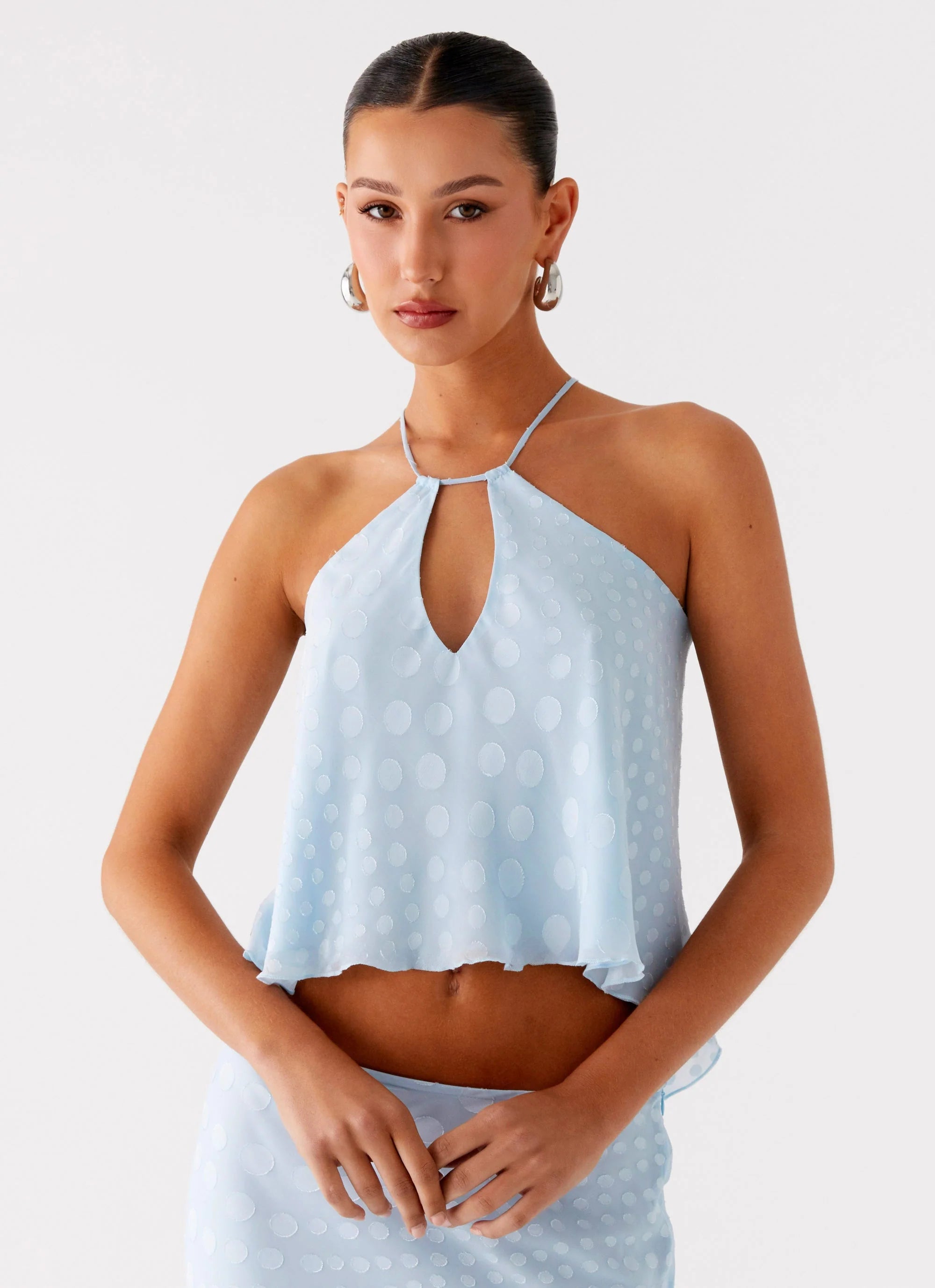 Mena Chiffon Spot Top Blue