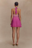 Malakhai Chiffon Halter Mini Dress - Ombre Pink
