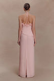Melissa Chiffon Flower Maxi Dress Baby Pink