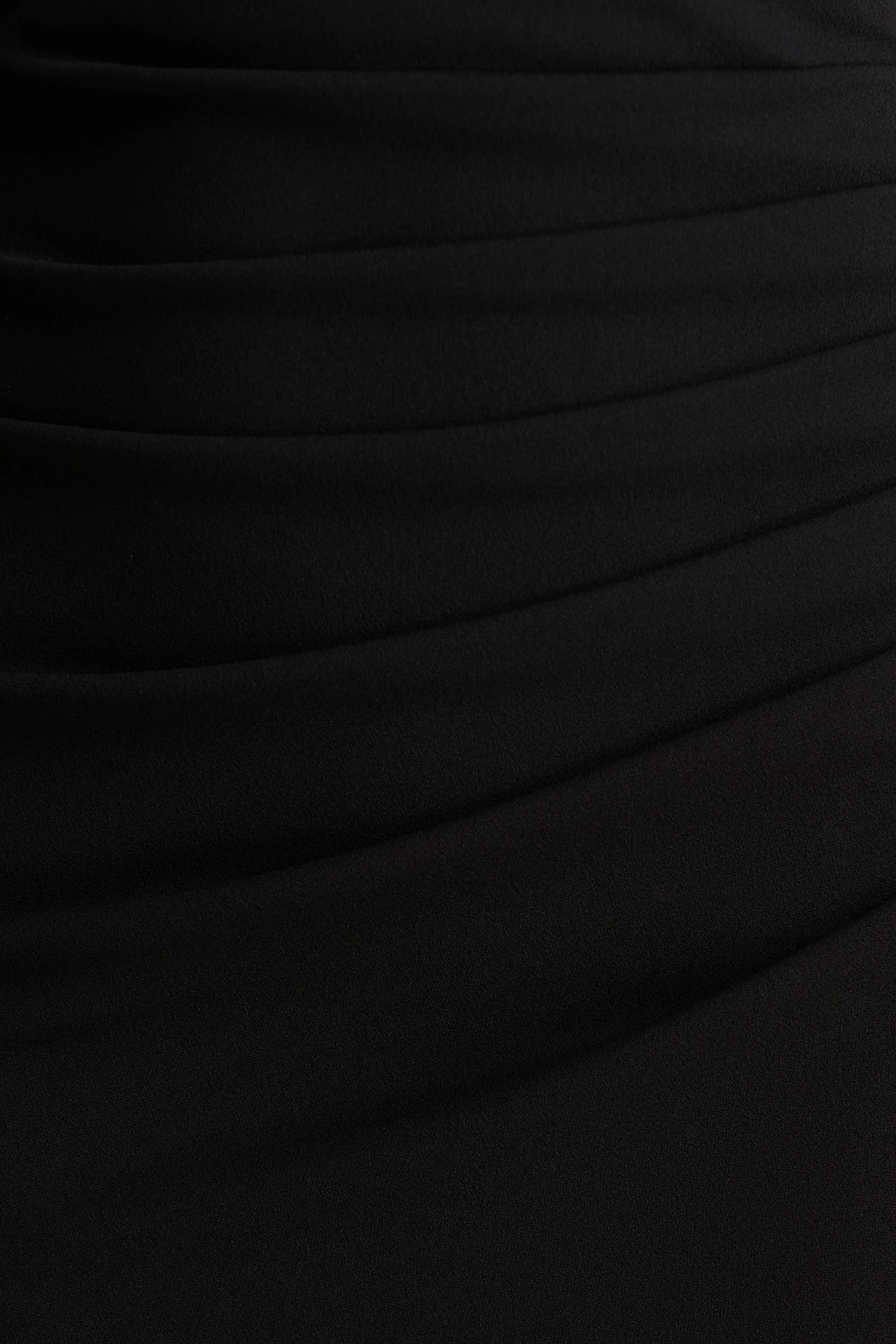 Leah Black Asymmetric Neck Midi Dress With Cape Sleeve