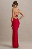 Dressing Up Red One Shoulder Maxi Dress With Open Back Detail