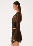 Avelora Lace Top Chocolate
