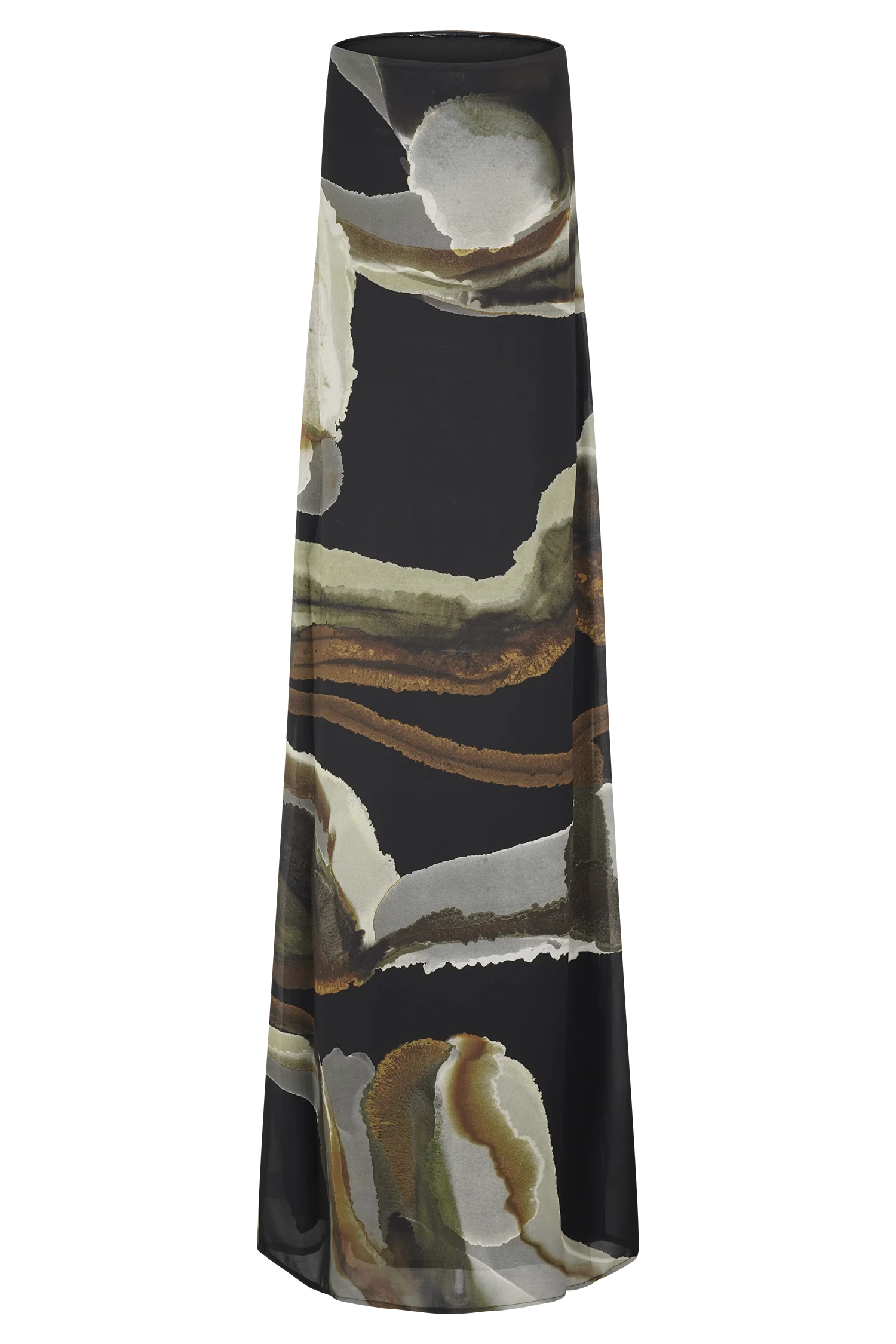 Amaya Strapless Chiffon Maxi Dress Green Fluid Reverie Print