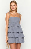 Paolo Navy Gingham Ruffle Mini Dress