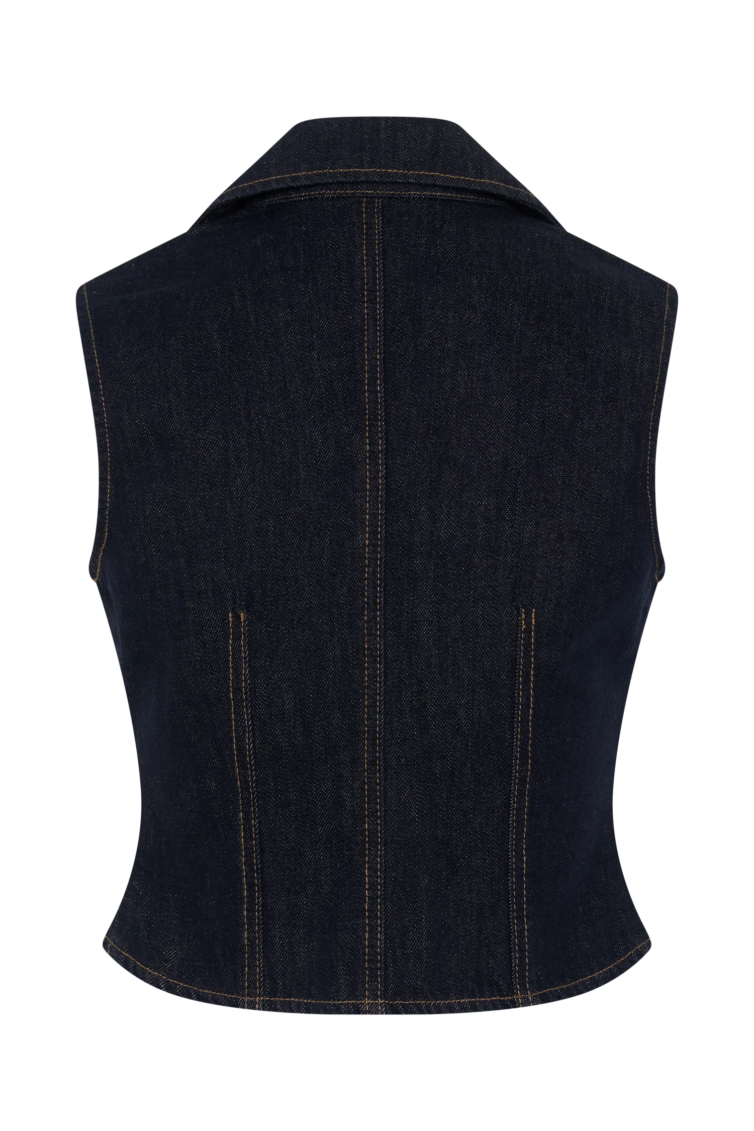 Shona Denim Vest With Decorative Buttons Washed Indigo Blue