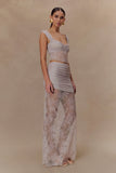 Guinevere Lace And Mesh Maxi Skirt Lilac