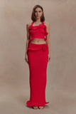 Samira Knit Wired Maxi Skirt Red