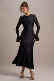 For Life Black Lace Long Sleeve Midi Dress