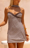 Arti Brown Stripe Micro Mini Dress