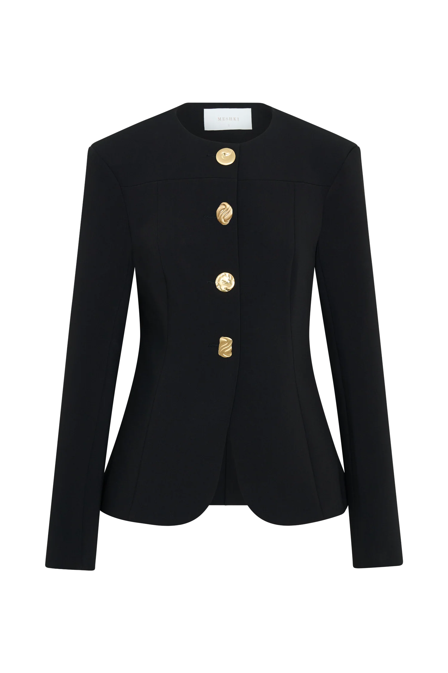 Asia Mixed Button Blazer Black