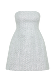 Gala Strapless Tweed Mini Dress - Silver