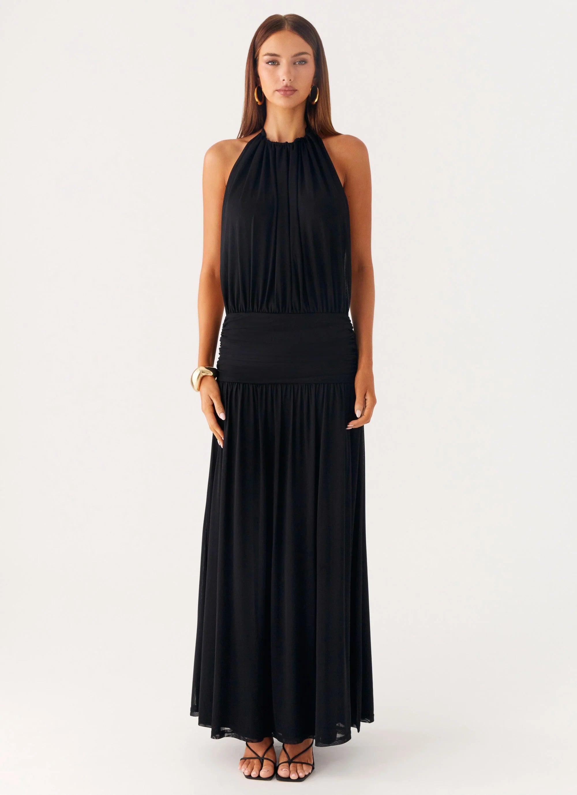 Solena Halter Neck Maxi Dress Black