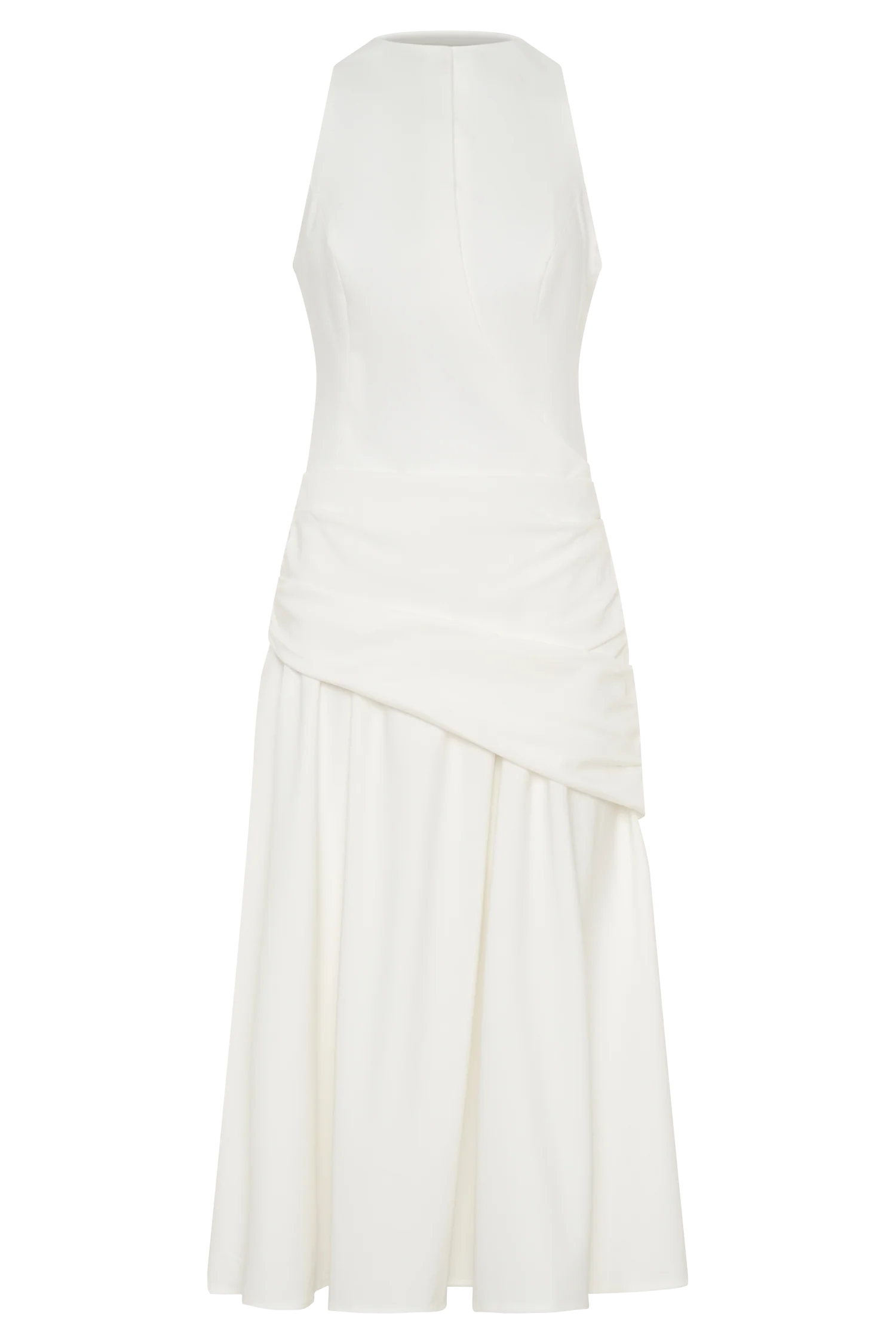 Emily Wrapped Waist Midi Dress White