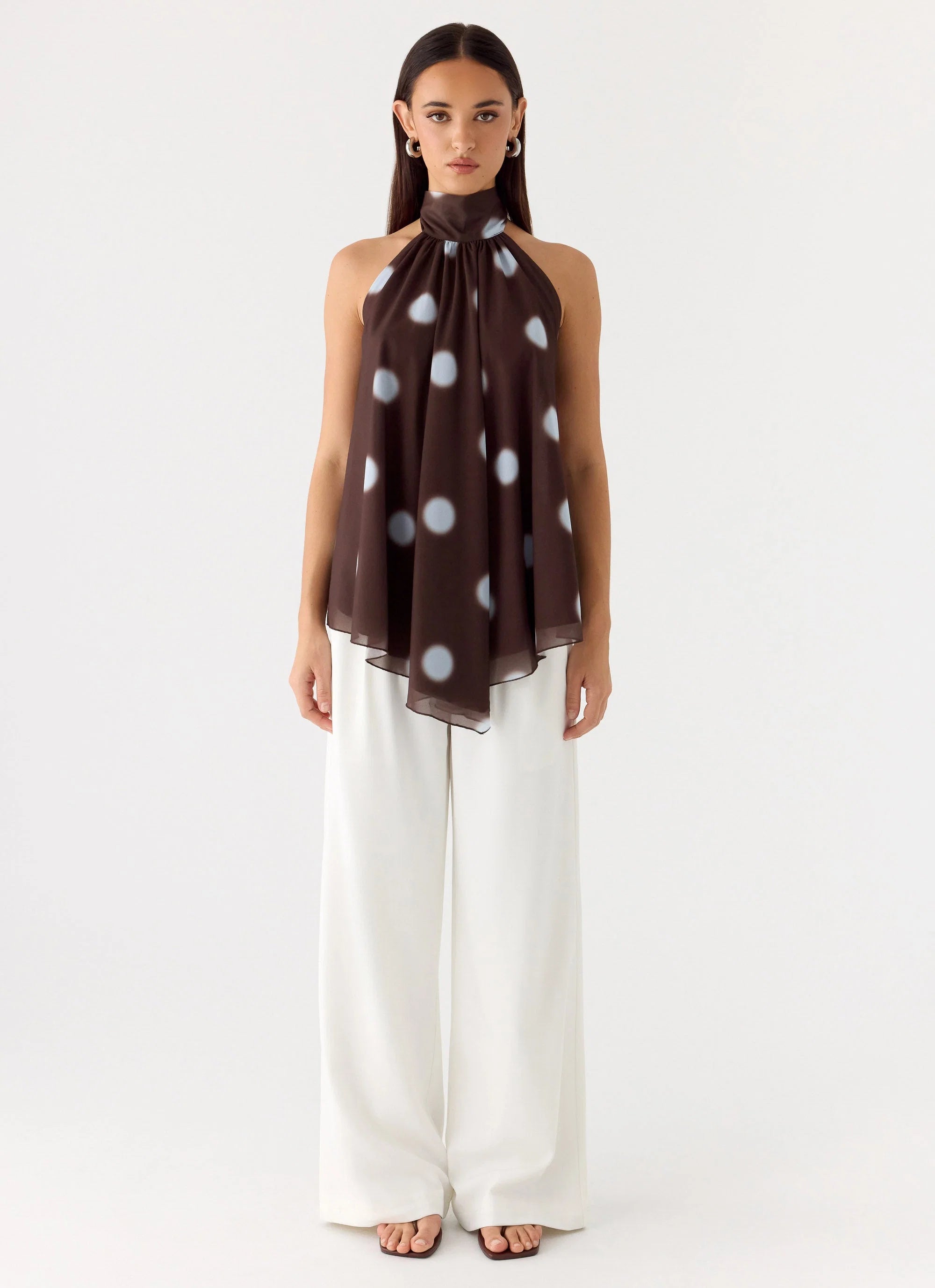 Corrida Backless Top Chocolate Blue Dot