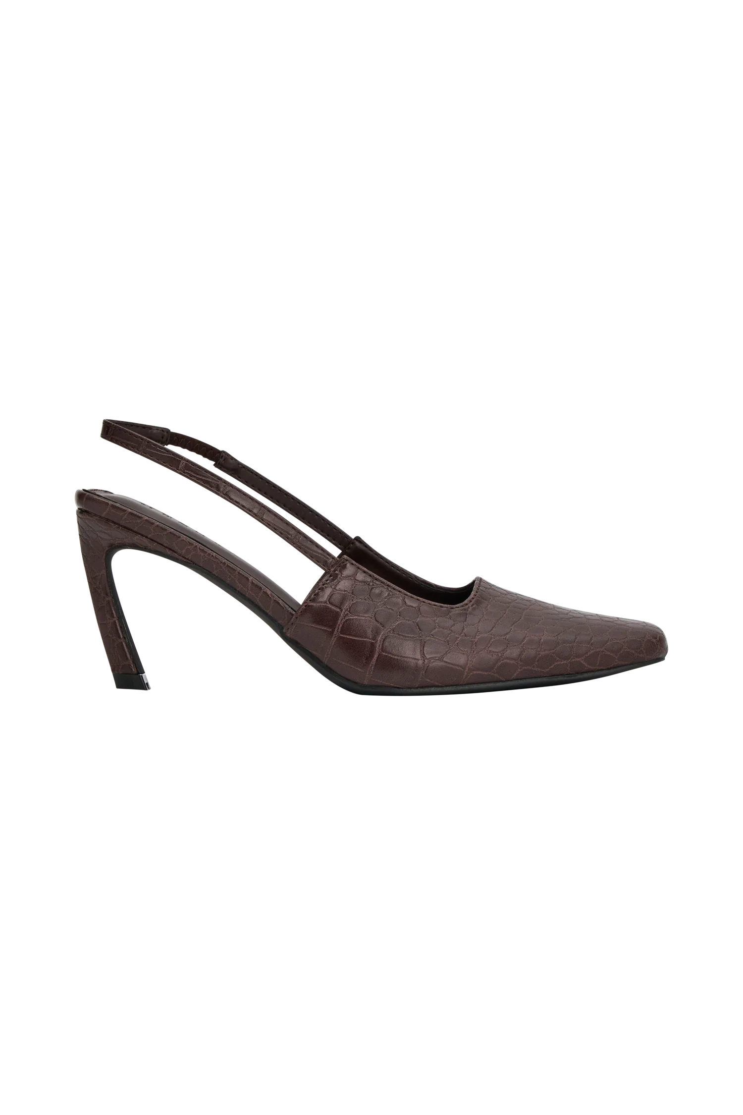 Maren Faux Leather Crocodile Heel Chocolate