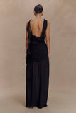 Daria Draped Chiffon Maxi Dress Black