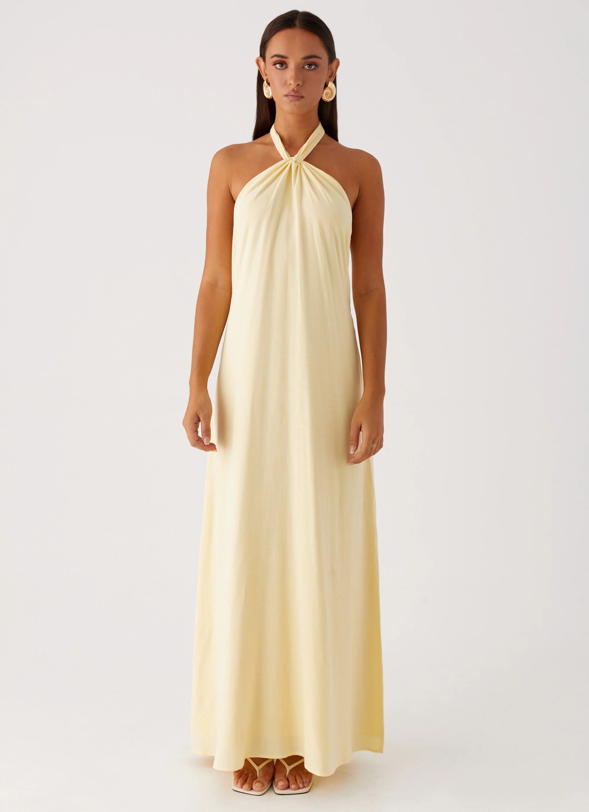 Golden Child Linen Maxi Dress Yellow