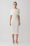 Zandie Cashmere Blend Knit Midi Dress Ivory