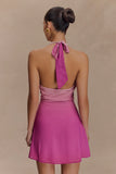 Malakhai Chiffon Halter Mini Dress Ombre Pink