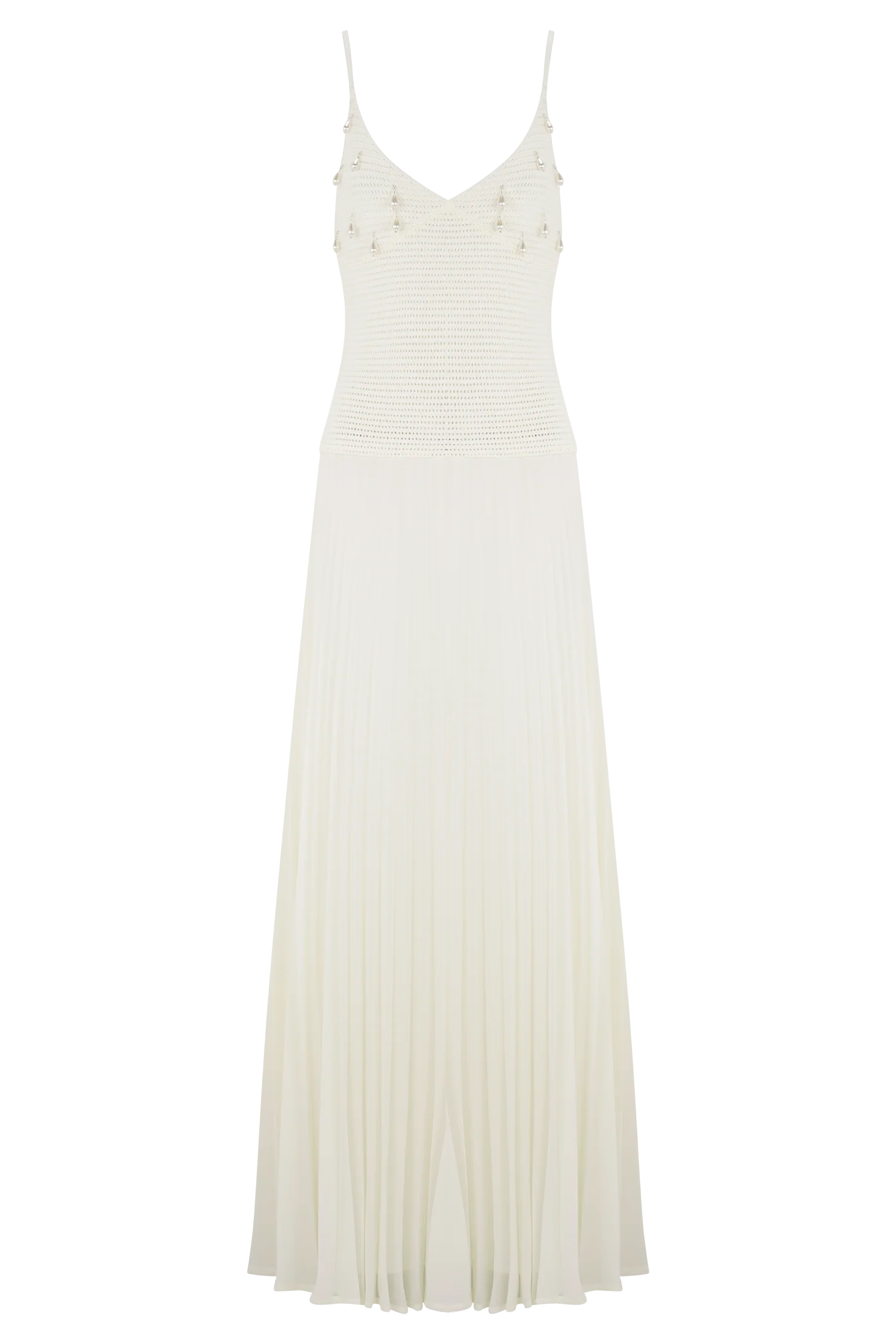 Catherine Crochet Pearl Maxi Dress White