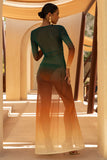 Serafia Ombre Print Mesh Long Sleeve Cover Up