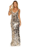 Sia Silver Sequin Maxi Dress