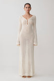 Kayleigh Crochet Fishtail Flare Sleeve Maxi Dress White