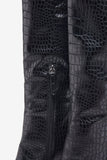 Uptown Black Croc Fitted Over Knee Pointed Heeled Boots