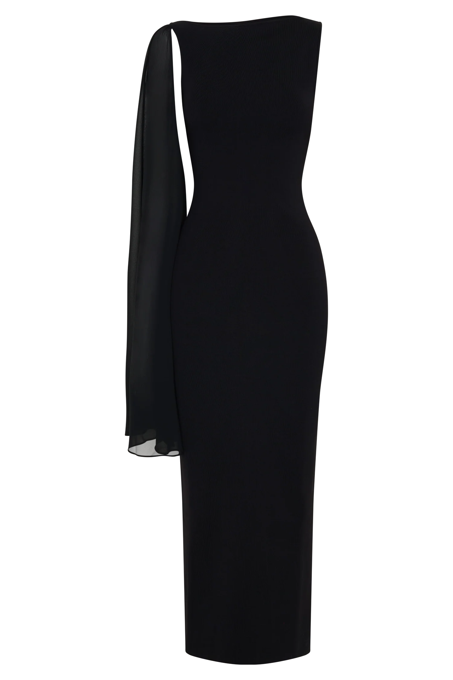 Farid Bandage Midi Dress With Chiffon Black