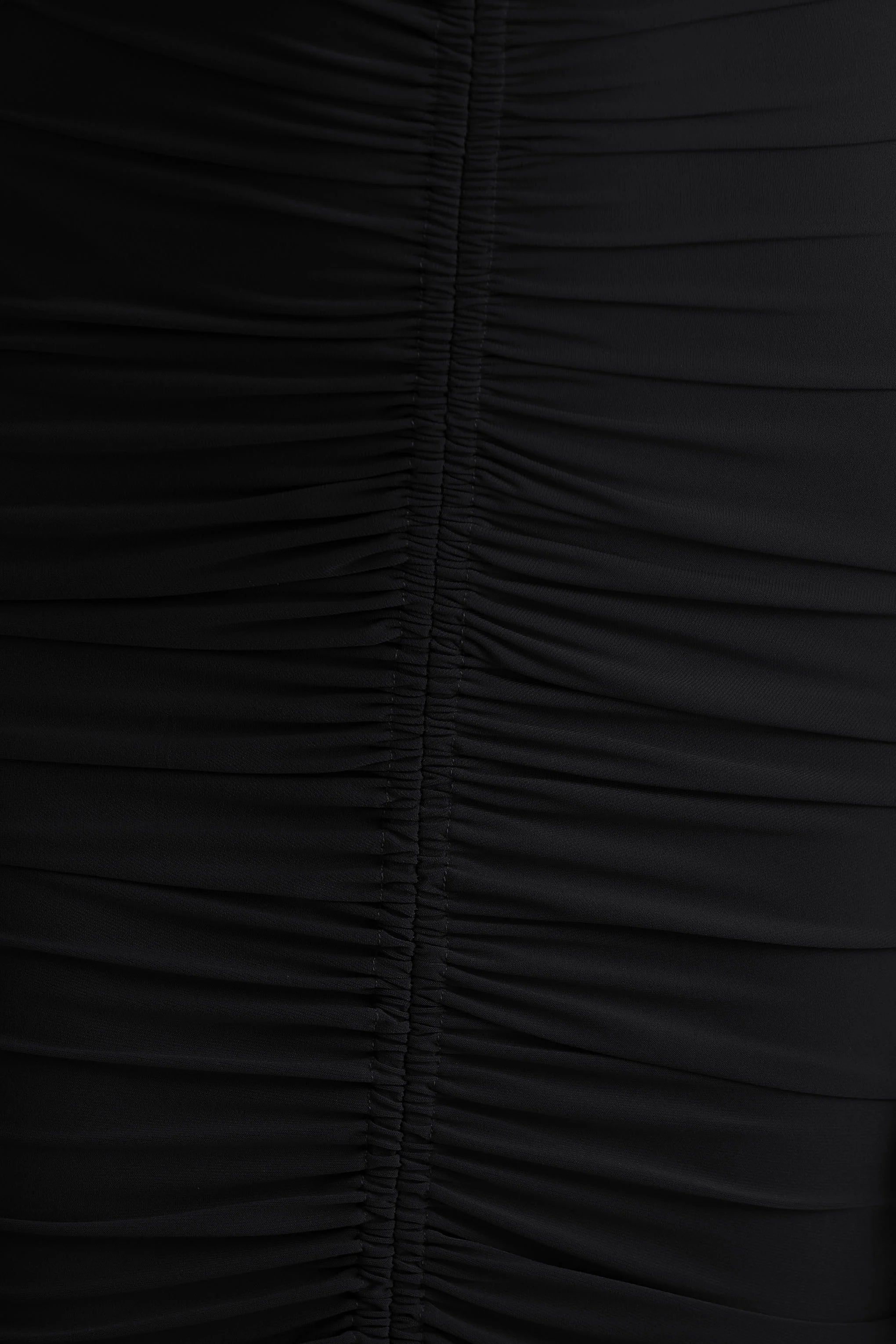 Jewel Black Plunge Neck Maxi Dress With Front Split and Ruched Detailing