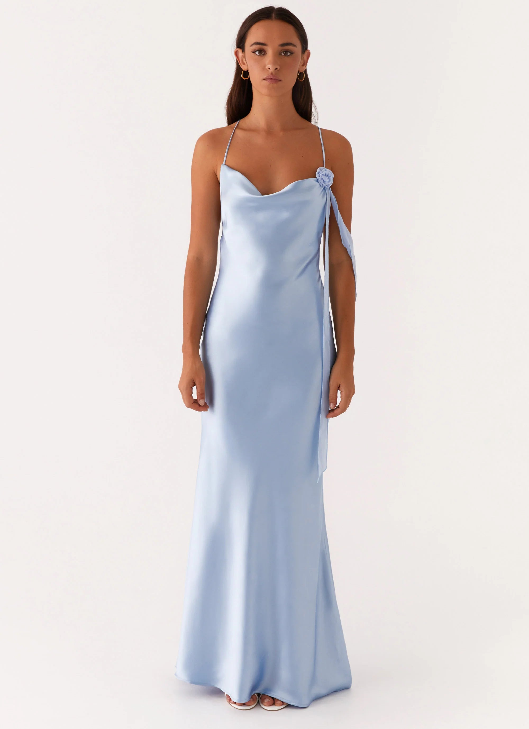 Too Sweet Satin Maxi Dress Blue