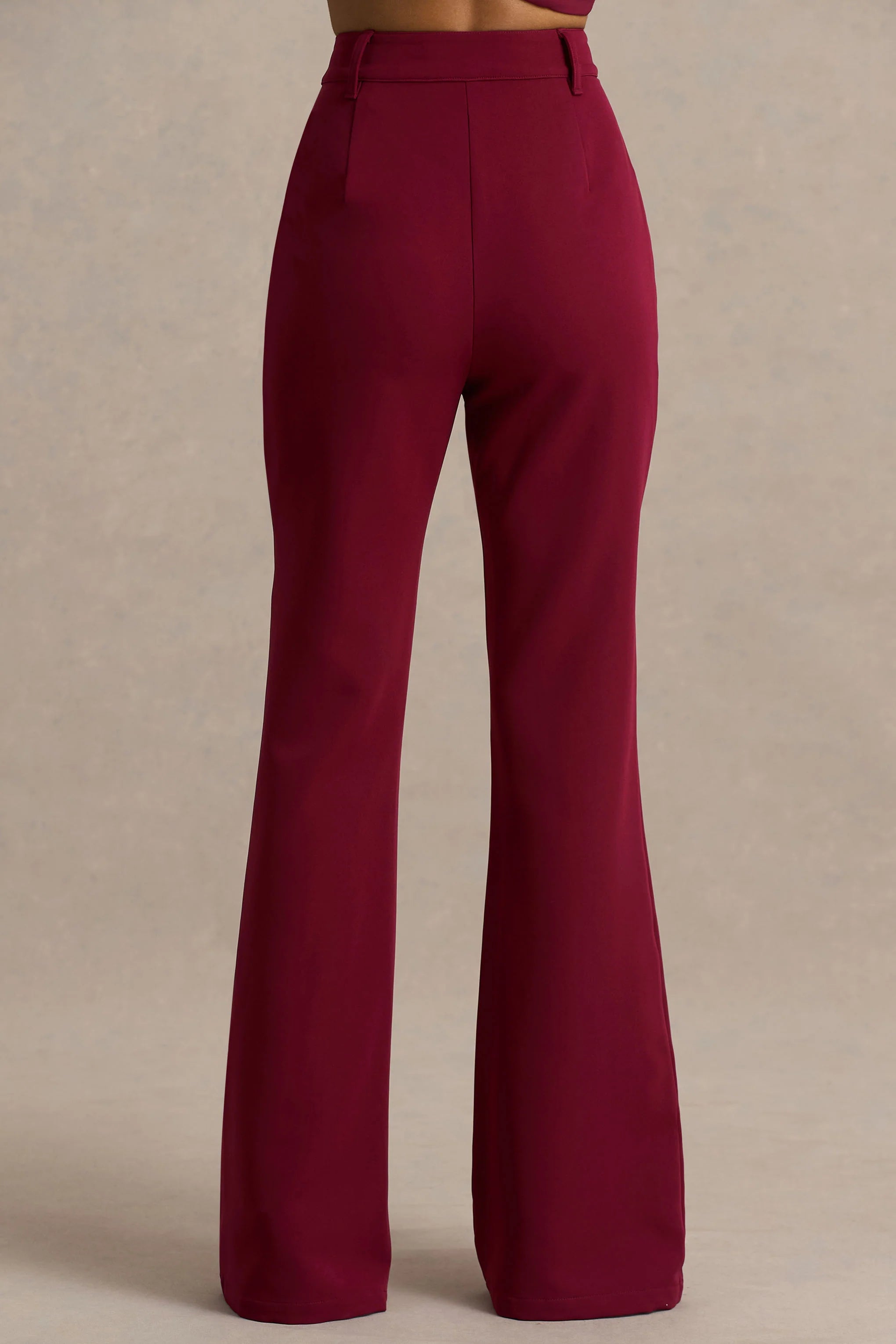 Carina Burgundy Flared Leg Tailored Trousers