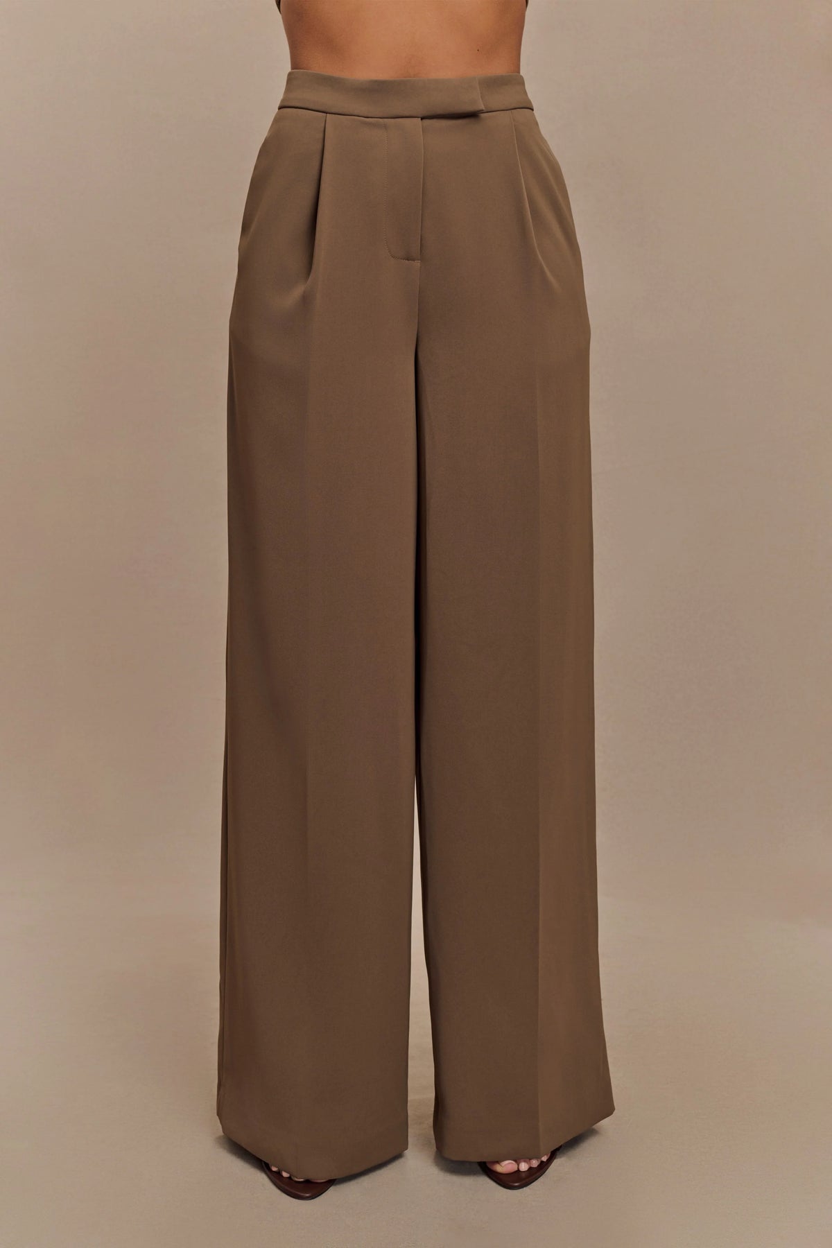 Faith Suiting Wide Leg Pant Cacao Brown